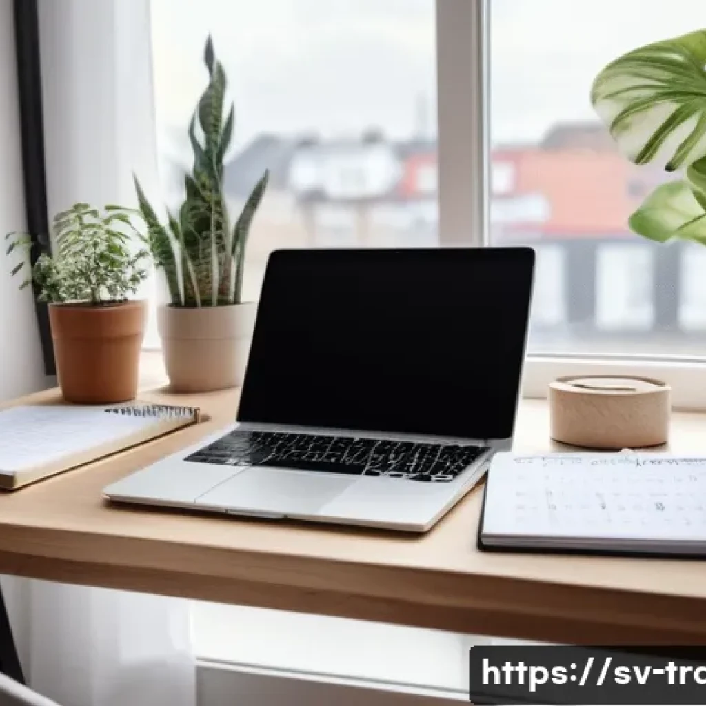 번역사 업무 일지 작성 예시 - A professional Swedish translator&rsquo;s modern workspace featuring a sleek laptop displaying project man...