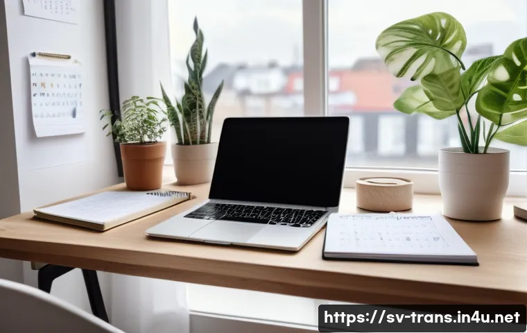 번역사 업무 일지 작성 예시 - A professional Swedish translator&rsquo;s modern workspace featuring a sleek laptop displaying project man...