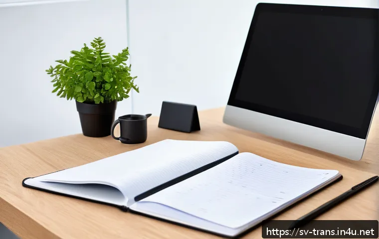 번역사 업무일지 작성 방법 - A modern Swedish home office setup featuring a clean desk with a laptop displaying a digital transla...
